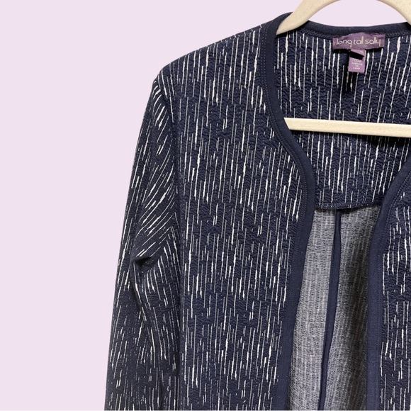 Navy Longline Jacquard Coat by Long Tall Sally - Picture 3 of 10